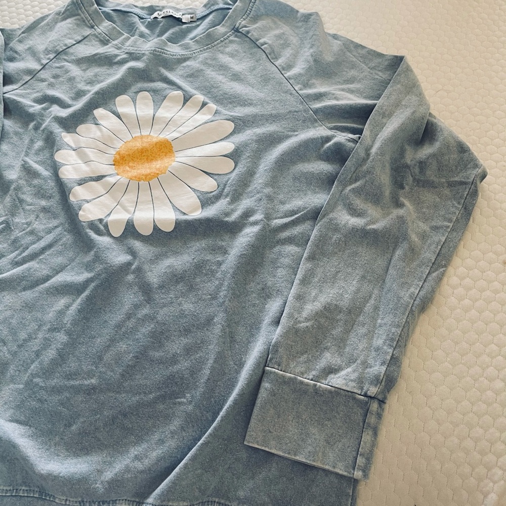 Misloo Med light blue vintage with white sunflower